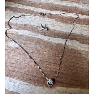 Pandora Round Sparkle Halo Necklace & Stud Earrings Set
